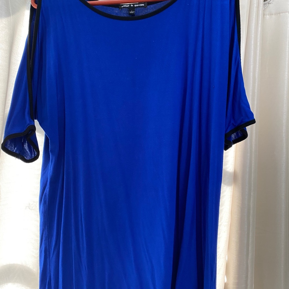 Adorable royal blue peekaboo shoulder top